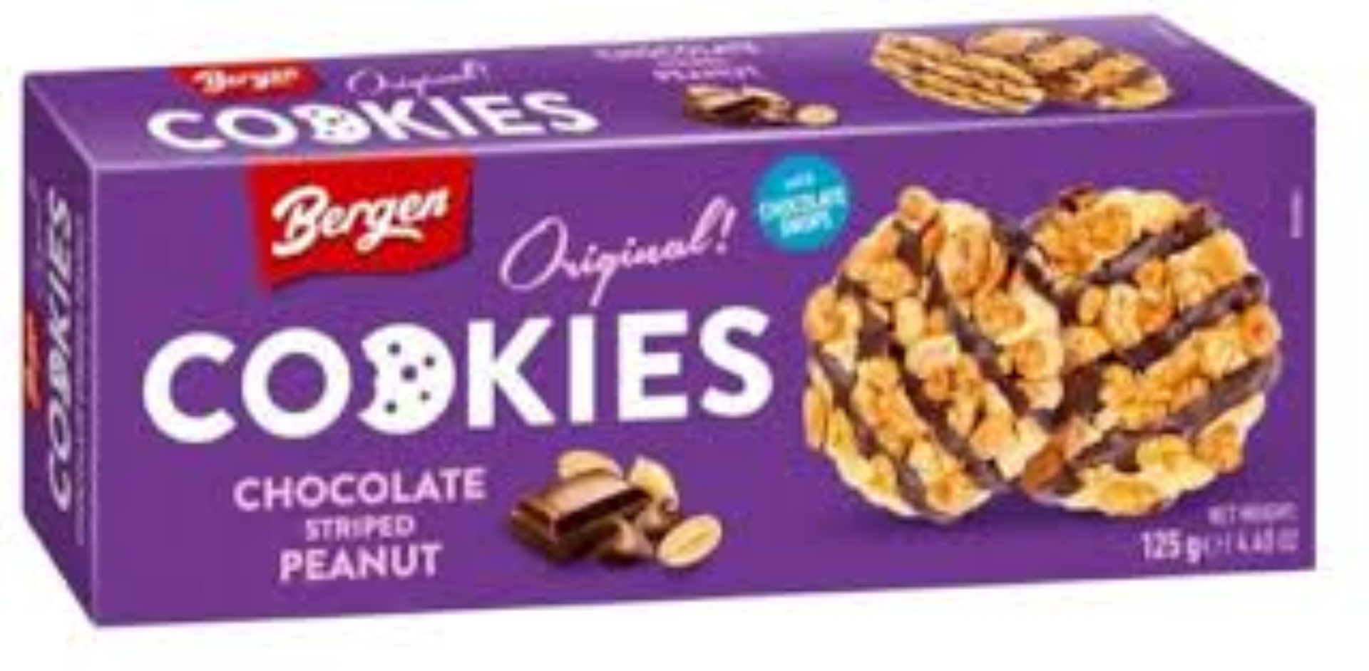 BERGEN CHOC  STRIPED PEANUT COOKIES 125G